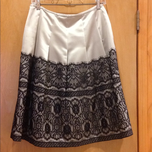 ANN TAYLOR Lace-Overlayed Pleated Skirt, Size 4 - Picture 2 of 6